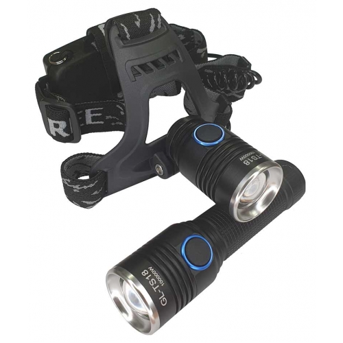 Фонарь на голову аккумуляторный + ручной GL-TS18-T6 (мощный диод T6, 2 аккумулятора, USB)