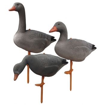 Комплект гусинных надувных муляжей белолобый - натуральное перо,12шт (3 сторожевых, 6 кормящихся, 3 отдыхающих)