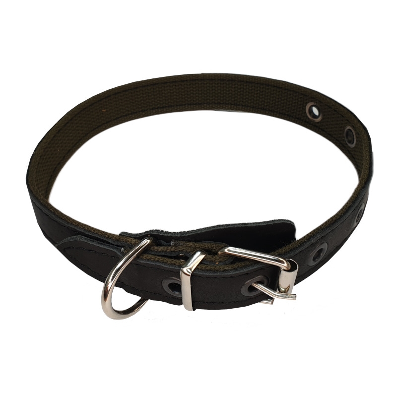Ошейник 25мм/50см (кожа+брезент) ЛОТУС