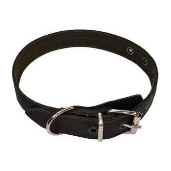 Ошейник 30мм/55см (кожа+брезент) ЛОТУС