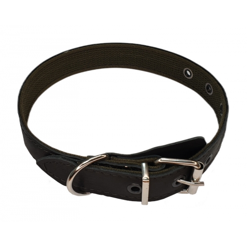 Ошейник 30мм/55см (кожа+брезент) 