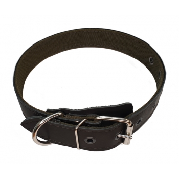Ошейник 35мм/60см (кожа+брезент) ЛОТУС