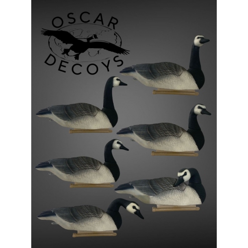 Комплект ПЛАВАЮЩИХ муляжей 6шт гусь КАЗАРКА белощекая 6шт (2 сторож, 2 корм, 2 отдых) съемные головы, мягкий пластик OSCAR DECOYS (FBG-3D)