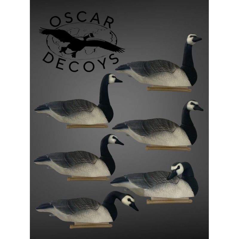 Комплект ПЛАВАЮЩИХ муляжей 6шт гусь КАЗАРКА белощекая 6шт (2 сторож, 2 корм, 2 отдых) съемные головы, мягкий пластик OSCAR DECOYS (FBG-3D)