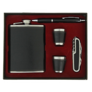 Набор подарочный (Фляжка+стопка+ножик+ ручка)